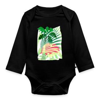 Palm Sun Vacances d’été - Body Bébé bio manches longues - noir - Devant