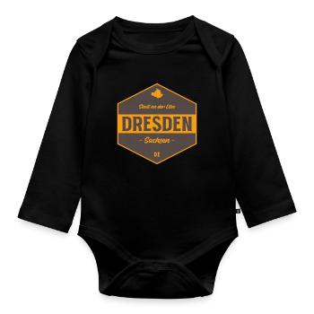Dresden Stadtbadge Elbe - Baby Bio-Langarm-Body - Schwarz - Vorne