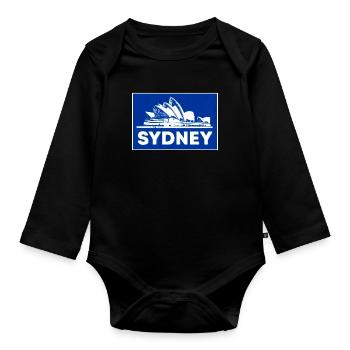 Sydney Opera Blue Silhouette - Organic Longsleeve Baby Bodysuit - black - Front