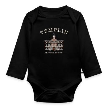 Templin, Historisches Rathaus, Uckermark - Baby Bio-Langarm-Body - Schwarz - Vorne