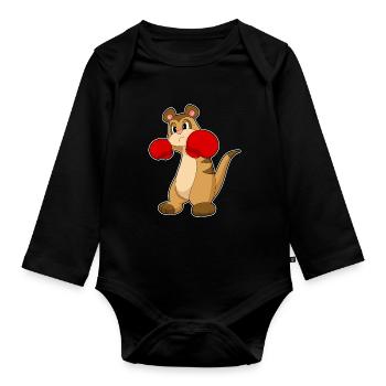 Boxer Boxeur Suricate Gants de boxe Boxe - Body Bébé bio manches longues - noir - Devant