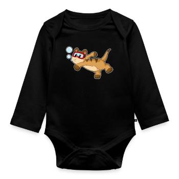 Erdmännchen Taucher Schwimmbrille Tauchen - Baby Bio-Langarm-Body - Schwarz - Vorne