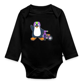 Vélo Pingouin - Body Bébé bio manches longues - noir - Devant