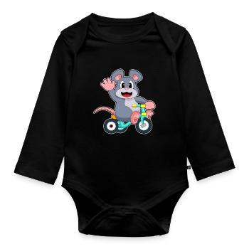 Rat Bicycle - Organic Longsleeve Baby Bodysuit - black - Front