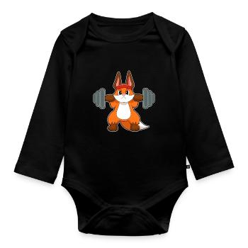 Bodybuilder Fox Bodybuilding Barre. - Body Bébé bio manches longues - noir - Devant