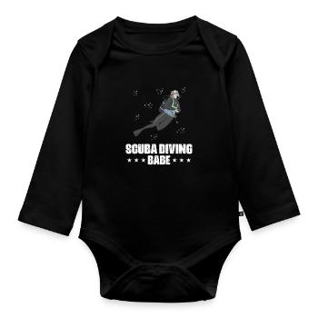 Scuba Diving Speerfischen Design - Baby Bio-Langarm-Body - Schwarz - Vorne