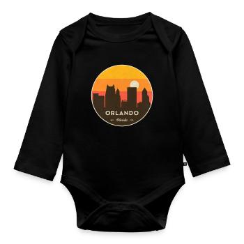 Coucher de soleil de la Skyline d’Orlando - Body Bébé bio manches longues - noir - Devant