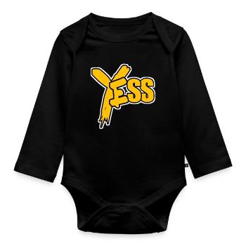 YES Jaune Pop Comic - Body Bébé bio manches longues - noir - Devant