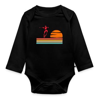 Skateboarding Cool Skater Boy Sunset - Organic Longsleeve Baby Bodysuit - black - Front