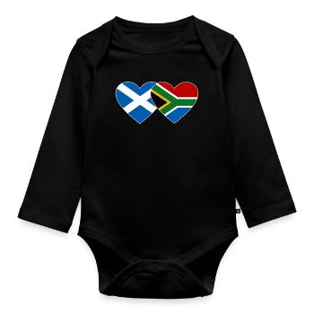 Scotland South Africa Flag Heart - Organic Longsleeve Baby Bodysuit - black - Front
