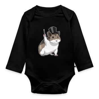 Hamster Wizard Wand - Organic Longsleeve Baby Bodysuit - black - Front