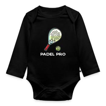 Padel Jeu Butterfly Ball Padel Déclaration Raquette - Body Bébé bio manches longues - noir - Devant