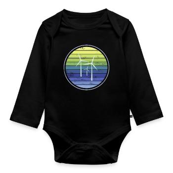 Wind Energy Sustainability - Organic Longsleeve Baby Bodysuit - black - Front