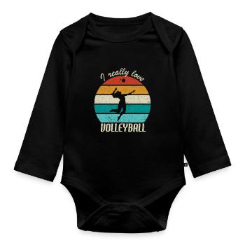 I Really Love Volleyball - Organic Longsleeve Baby Bodysuit - black - Front