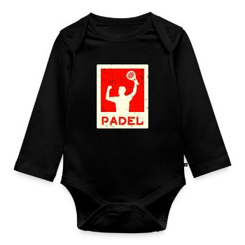Leisure Training Player Saying Racket Padel - Organic Longsleeve Baby Bodysuit - black - Front