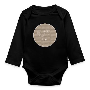 Zierblume - Baby Bio-Langarm-Body - Schwarz - Vorne