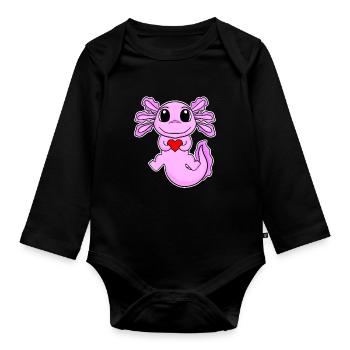 Axolotl Heart Love - Heart Motif - Body Bébé bio manches longues - noir - Devant