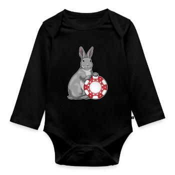 Bunny Poker Jetons de poker - Body Bébé bio manches longues - noir - Devant