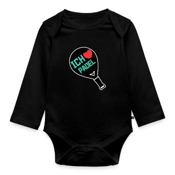Sports Heart Fans I Love Padel Statement Rackets - Organic Longsleeve Baby Bodysuit - black - Front