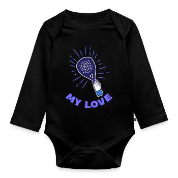 Schläger Statement Padel Aufschlag Statement Sport - Baby Bio-Langarm-Body - Schwarz - Vorne