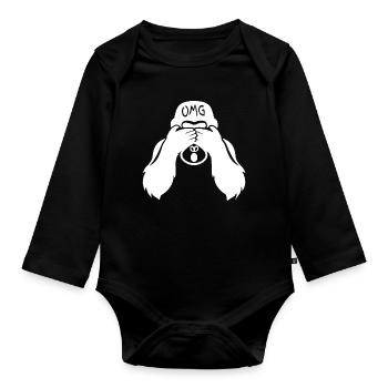 Witziger Gorilla OMG Affe - Baby Bio-Langarm-Body - Schwarz - Vorne