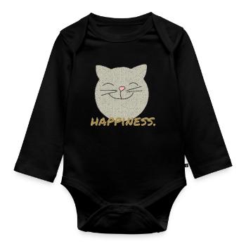 Bonheur de chat - Body Bébé bio manches longues - noir - Devant