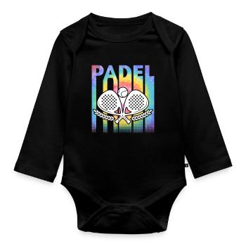 Padel Tennis Colorful - Organic Longsleeve Baby Bodysuit - black - Front