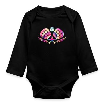 Padel Tennis Tie Dyed - Organic Longsleeve Baby Bodysuit - black - Front
