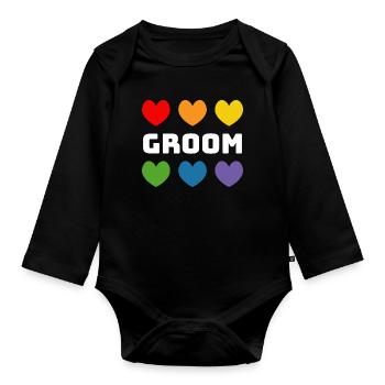 Rainbow Hearts Groom blanc - Body Bébé bio manches longues - noir - Devant
