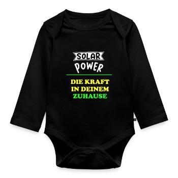Solar Power Solar Kraft Eigenheim Hausbesitzer - Baby Bio-Langarm-Body - Schwarz - Vorne