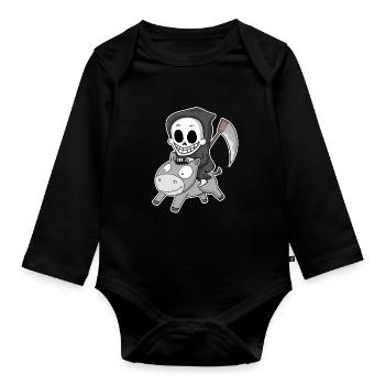 Sensenmann Esel - Baby Bio-Langarm-Body - Schwarz - Vorne