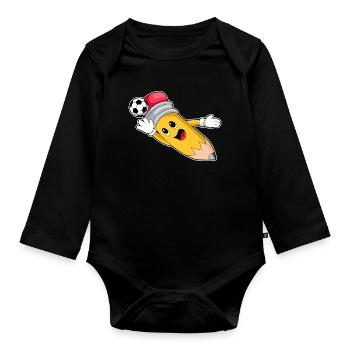 Pencil Soccer Player Soccer - Body Bébé bio manches longues - noir - Devant