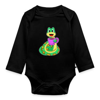 Schlange Tasse Kaffee - Baby Bio-Langarm-Body - Schwarz - Vorne