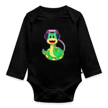 Snake Headphones Music - Organic Longsleeve Baby Bodysuit - black - Front