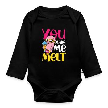You Make Me Melt für eine Eis Liebhaber - Baby Bio-Langarm-Body - Schwarz - Vorne