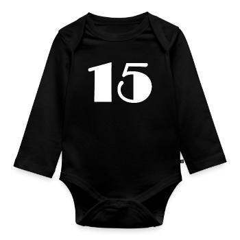 15. 15 ANS. 15e ANNIVERSAIRE. ANNIVERSAIRE 15 ANS. - Body Bébé bio manches longues - noir - Devant