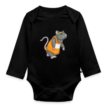 Rat Jogger Jogging Sports - Body Bébé bio manches longues - noir - Devant