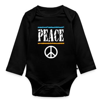 T-shirt rétro Peace Vibes - Body Bébé bio manches longues - noir - Devant