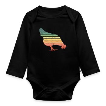 Chicken Chickens - Organic Longsleeve Baby Bodysuit - black - Front