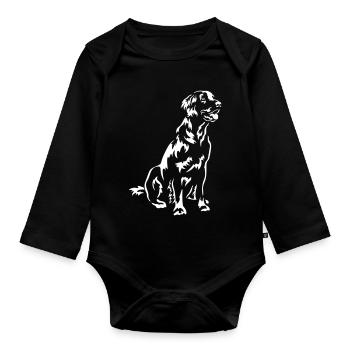 Flat-coated Retriever "Black Edition" - Organic Longsleeve Baby Bodysuit - black - Front