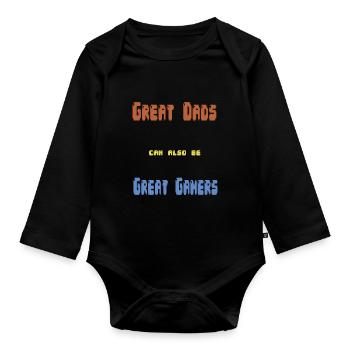 Gamerpapa Father's Day Gift - Organic Longsleeve Baby Bodysuit - black - Front