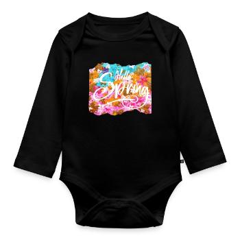 Hello Spring - Frühling - Sonja Ariel von Staden - Baby Bio-Langarm-Body - Schwarz - Vorne