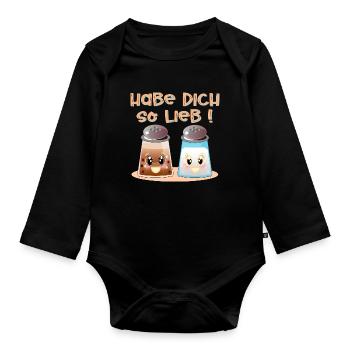 Habe Dich so lieb - Salz und Pfeffer - Baby Bio-Langarm-Body - Schwarz - Vorne