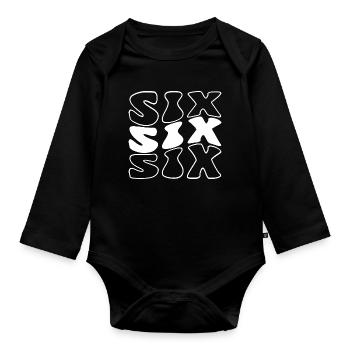 Six 6th Birthday Kids Boys Girls 6 Years Old - Organic Longsleeve Baby Bodysuit - black - Front