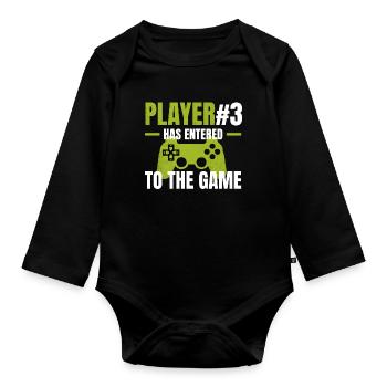Player 3 enters the game - Organic Longsleeve Baby Bodysuit - black - Front