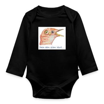 PlattSnack – Den een sien Uul... - Baby Bio-Langarm-Body - Schwarz - Vorne