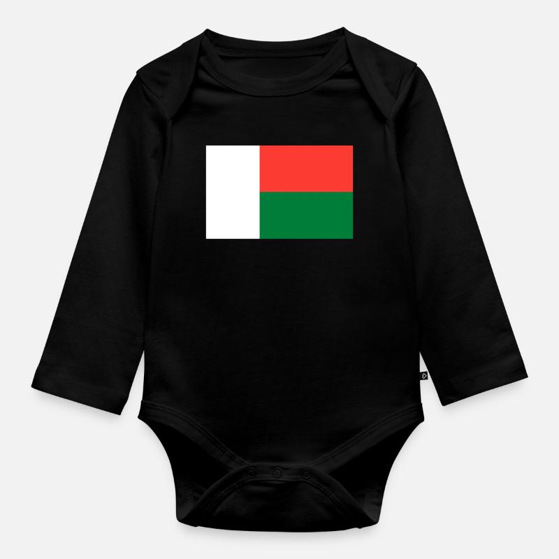 Drapeau de Madagascar - Body Bébé bio manches longues - noir