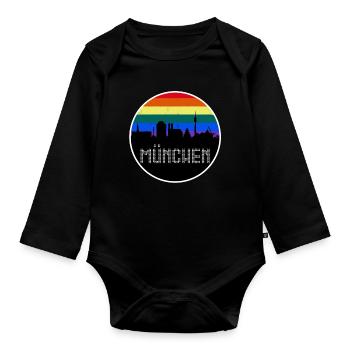 L’arc-en-ciel de Munich Skyline - Body Bébé bio manches longues - noir - Devant