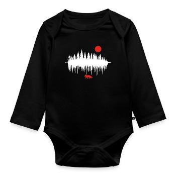 Der Ruf des Waldes (weiß) - Baby Bio-Langarm-Body - Schwarz - Vorne