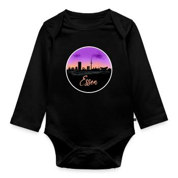 Essen Fine Skyline - Baby Bio-Langarm-Body - Schwarz - Vorne